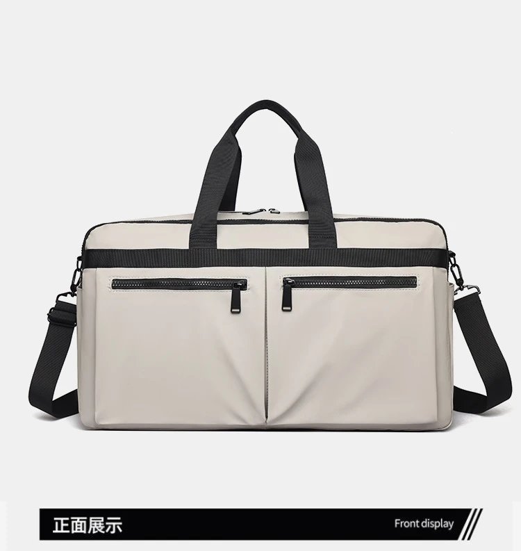 Design Duffle Bag Beige with Black Trim Travel Bag - 28