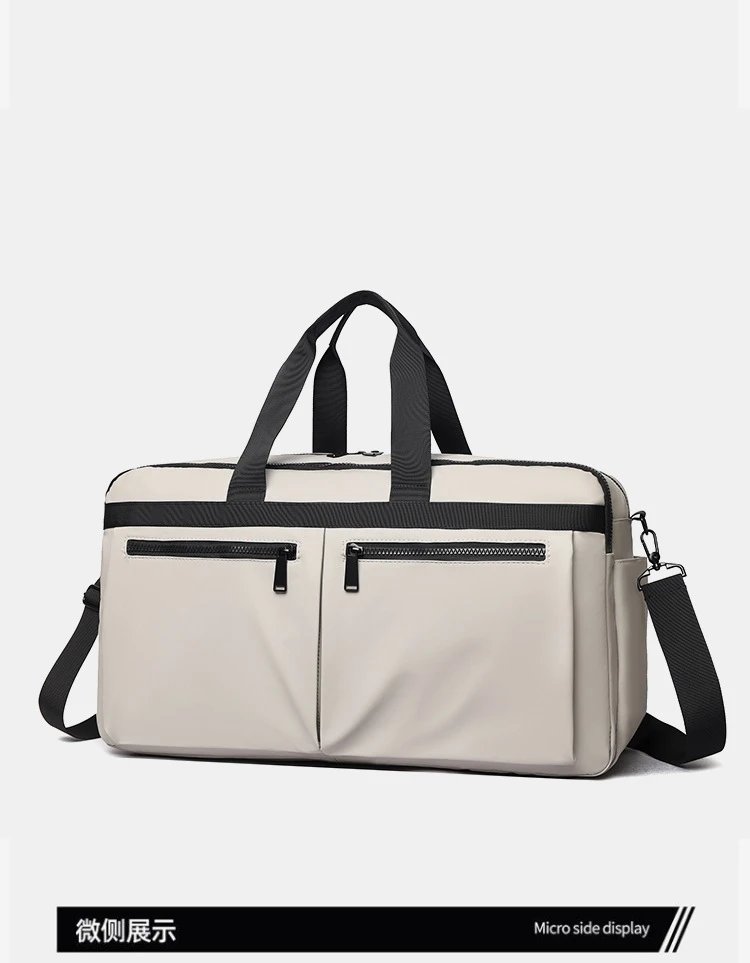 Design Duffle Bag Beige with Black Trim Travel Bag - 29