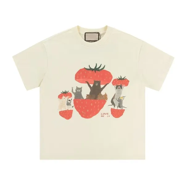 Gucci Watermelon Cat Print Cream T-Shirt - 4