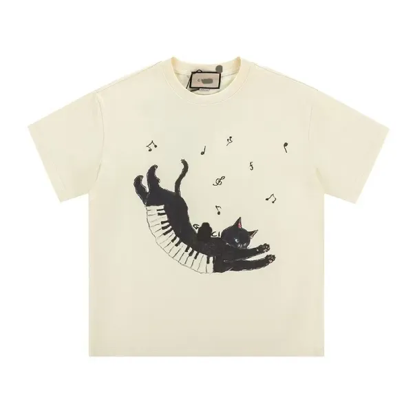 Gucci Watermelon Cat Print Cream T-Shirt - 3