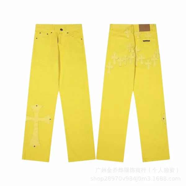 Design Wide-Leg Jeans with Leopard Crosses and Graffiti Print White Jeans - 4