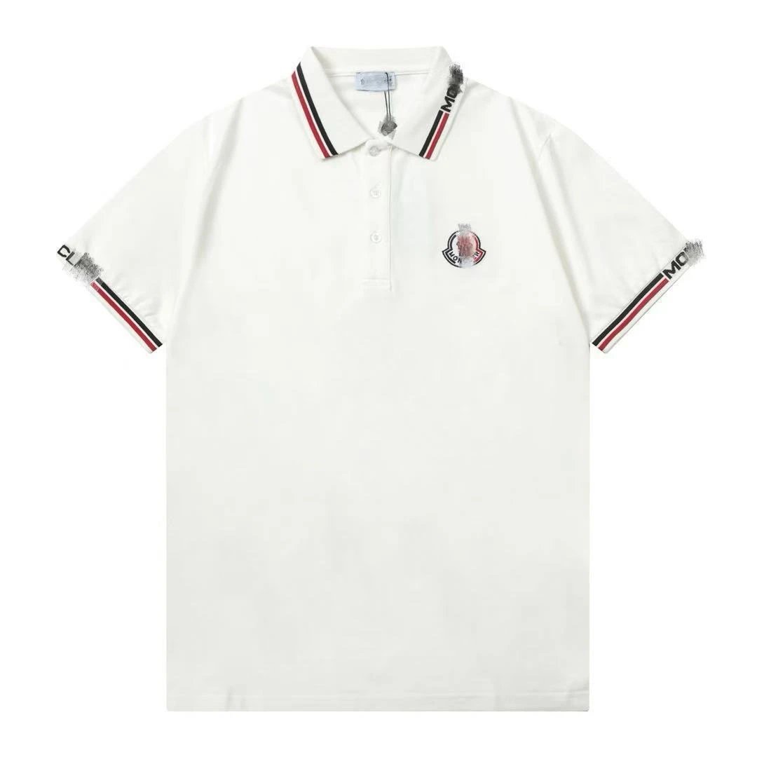 Moncler Polo White with Logo Print Polo Shirt - 7