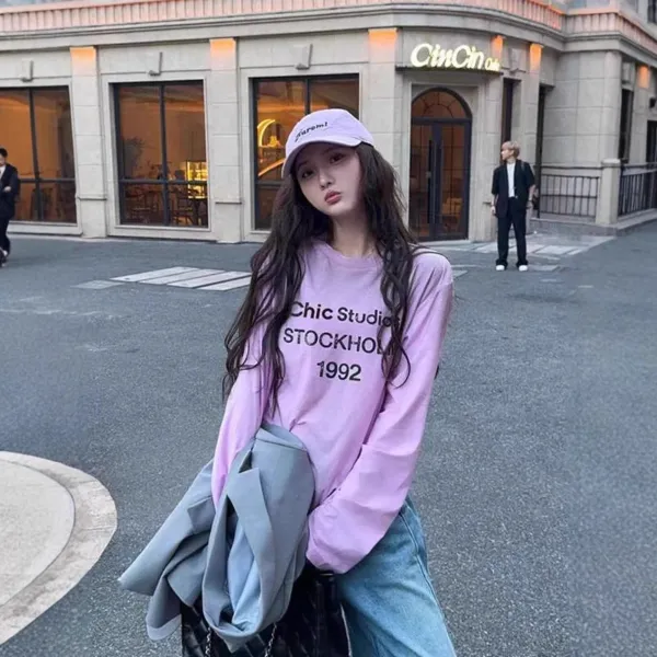 Design Oversized Graphic Long-Sleeve T-Shirt White - 3