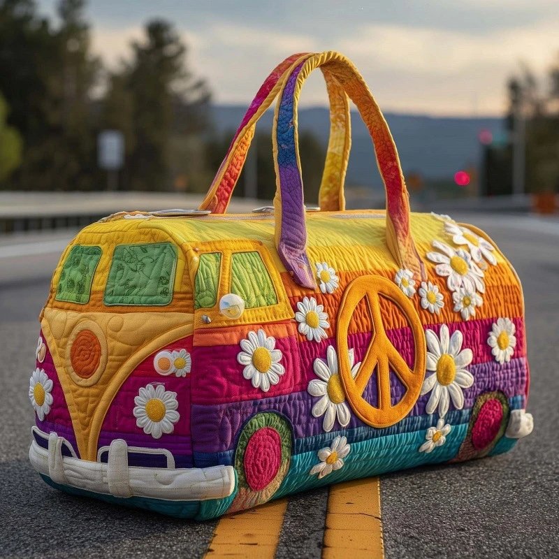 Design Volkswagen Bus Quilted Duffle Bag Multicolor