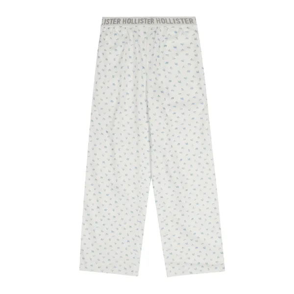 Design Floral Print Wide-Leg Pajama Pants White Sleepwear - 76