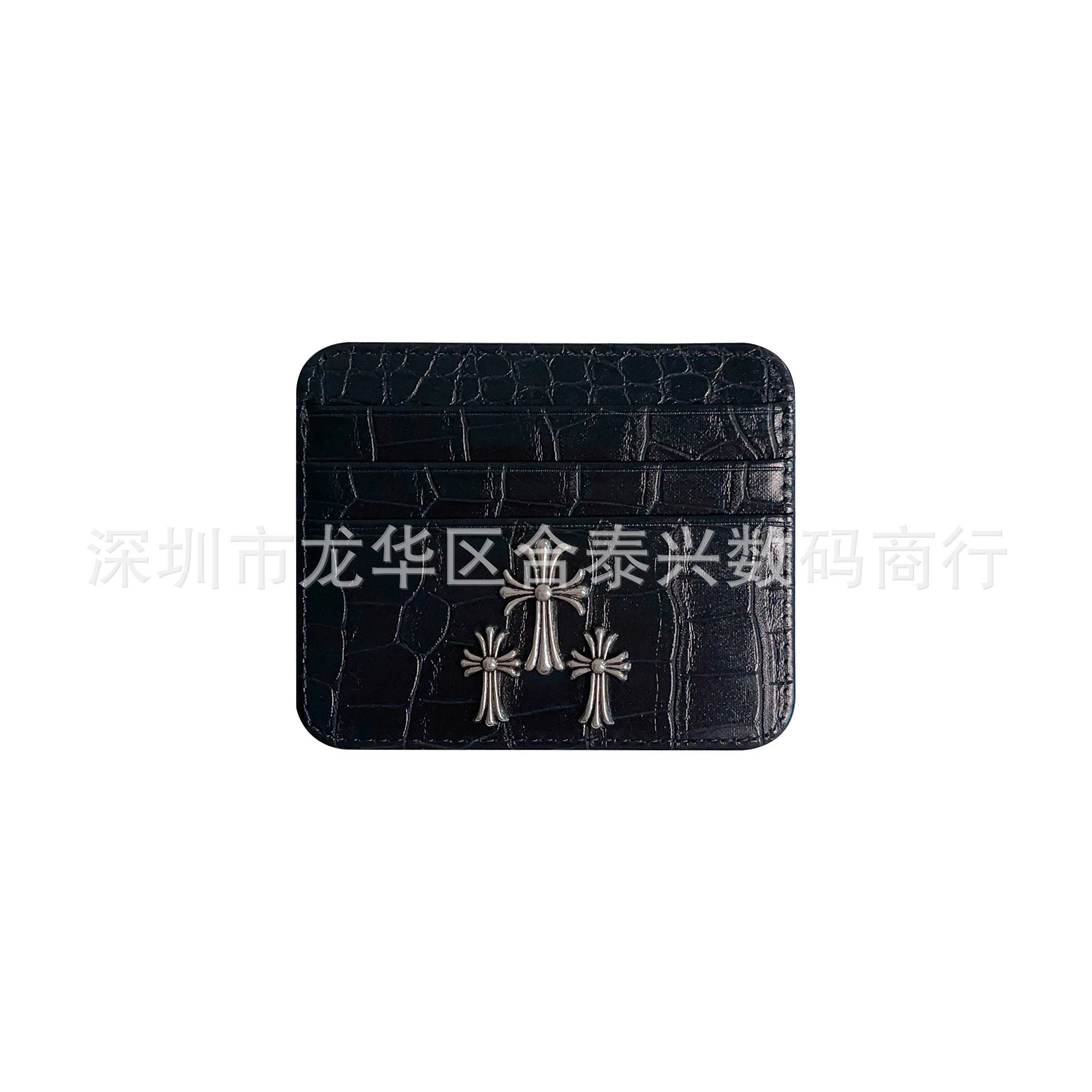 Chrome Hearts Triple Cross Card Holder Black - 12