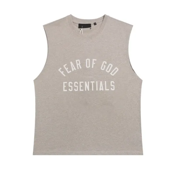 Fear of God Essentials Cropped Sleeveless Top Beige Vest Top - 1