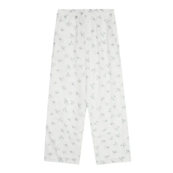 Design Floral Print Wide-Leg Pajama Pants White Sleepwear - 82