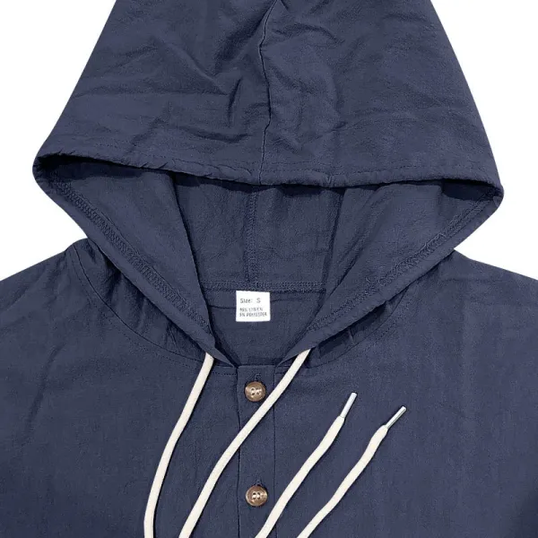 Design Button-Up Hooded Cardigan Beige Shirt - 7