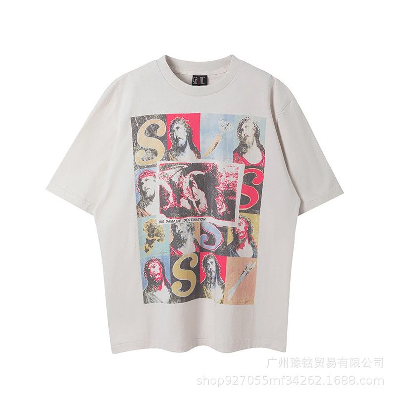 Design Saint Graphic Print Oversized T-Shirt Charcoal - 22