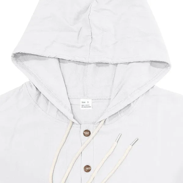 Design Button-Up Hooded Cardigan Beige Shirt - 47