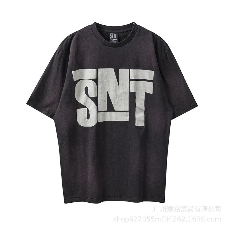 Design Saint Graphic Print Oversized T-Shirt Charcoal - 19