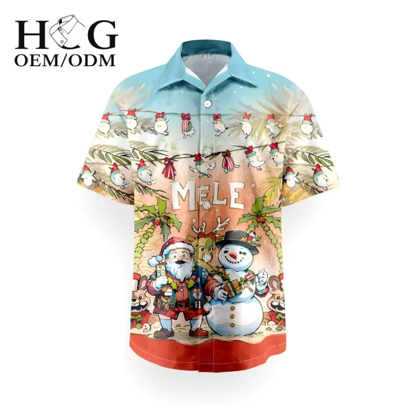 Design H&G Mele Christmas Print Short-Sleeve Button-Up Shirt - 1