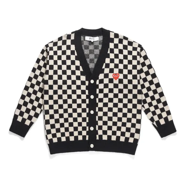 Comme des Garçons Play Checkerboard Knit Cardigan Black and White - 1