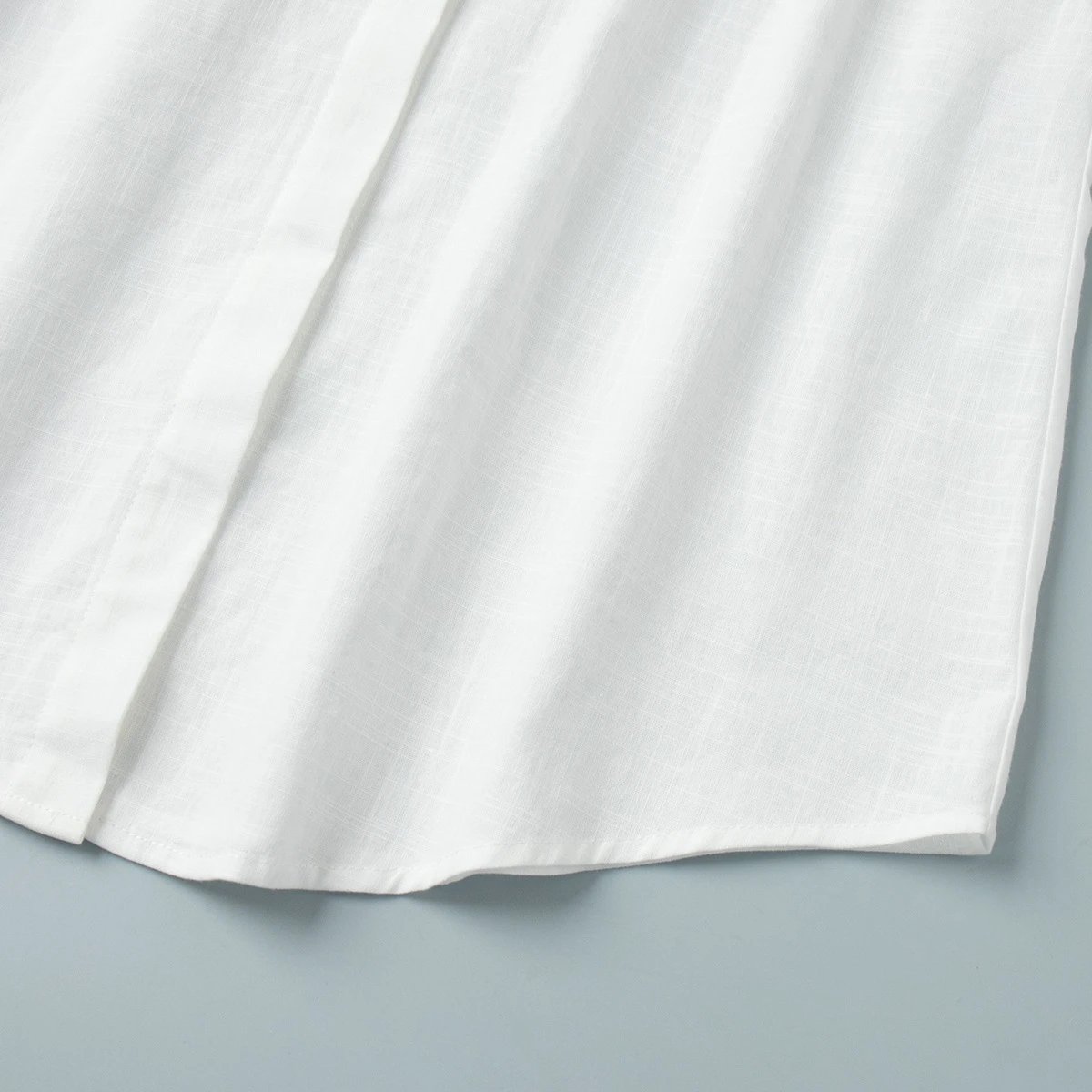 Design Off-White Style Linen Shirt and Ruffled Mini Skirt Set in Cream - 14