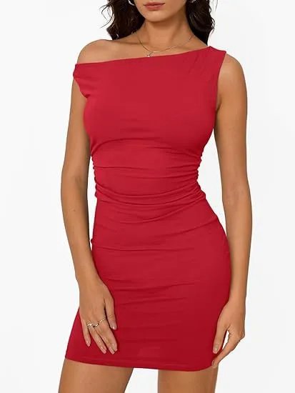 Design Off-Shoulder Ruched Mini Dress Navy - 19