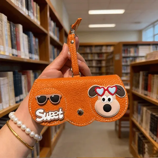 Design Cartoon Dog Sunglasses Clutch Wristlet Beige Clutches - 7