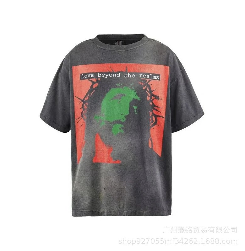 Design Saint Graphic Print Oversized T-Shirt Charcoal - 13