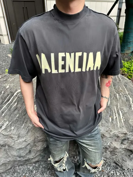 Balenciaga Logo Print Oversized T-Shirt Dark Gray - 8