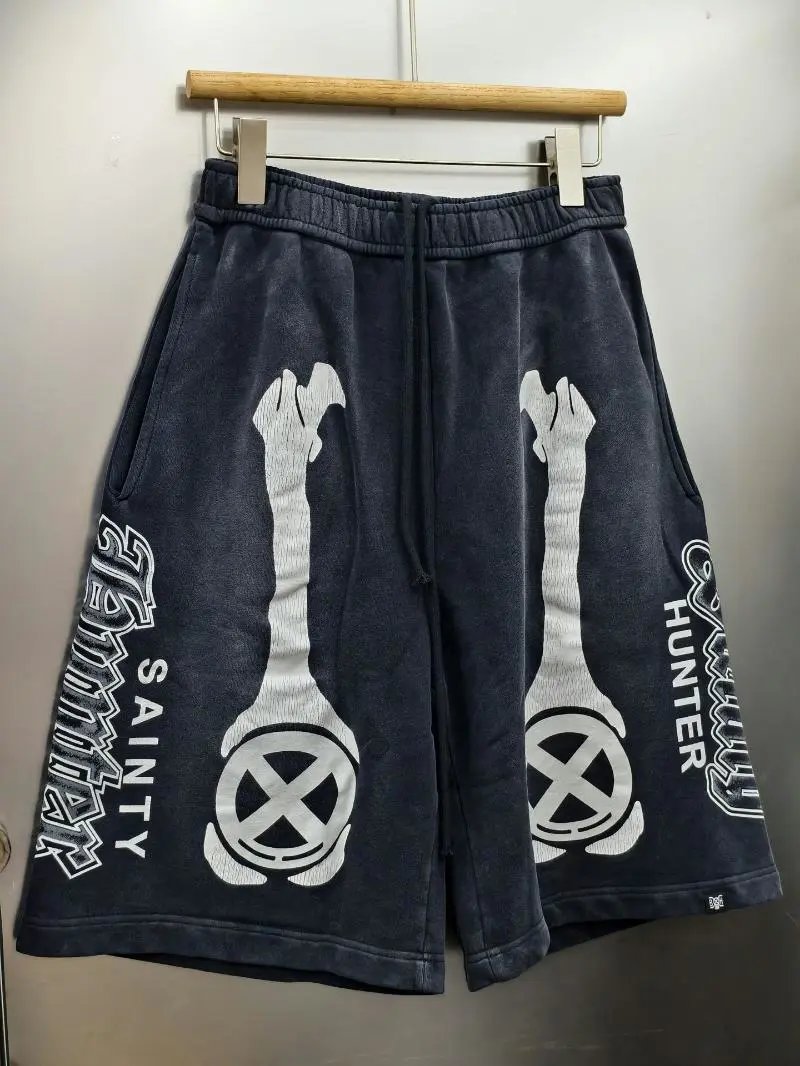 Saint Tears X-Men Inspired Bone Print Sweatshorts Navy Shorts - 5
