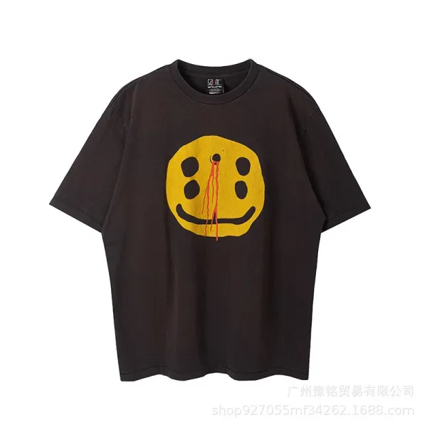 Design Smiley Face Bleeding Eye T-Shirt Black - 1