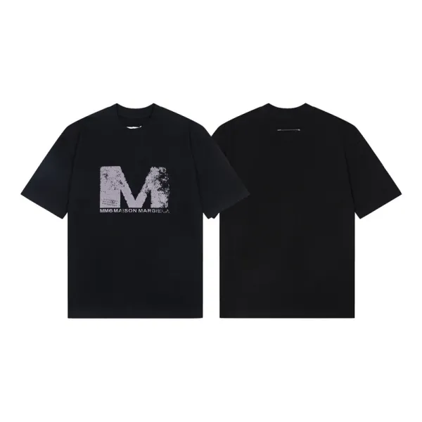 MM6 Maison Margiela Logo Print Black T-Shirt - 1