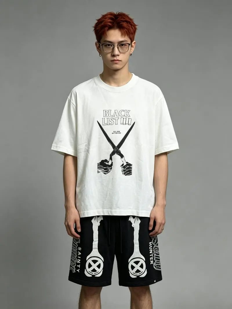 Saint Tears X-Men Inspired Bone Print Sweatshorts Navy Shorts - 12