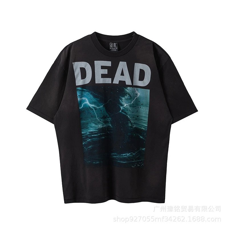 Design Saint Graphic Print Oversized T-Shirt Charcoal - 37