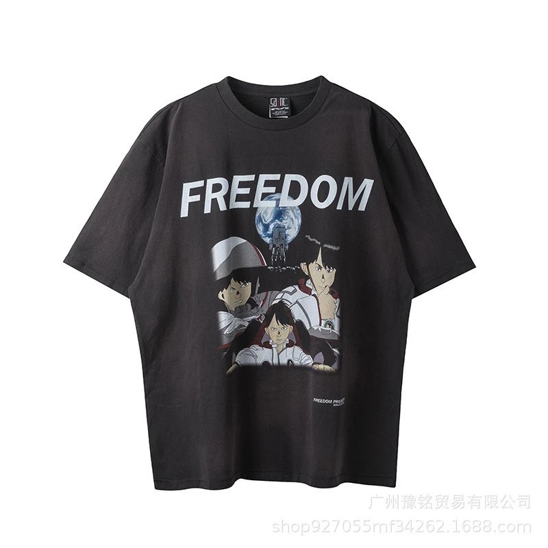 Design Saint Graphic Print Oversized T-Shirt Charcoal - 38