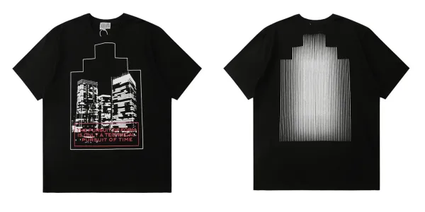 Design Cityscape Graphic Print Black T-Shirt - 1