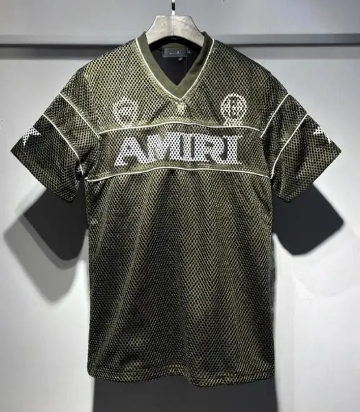 Amiri Mesh V-Neck Jersey Army Green - 1
