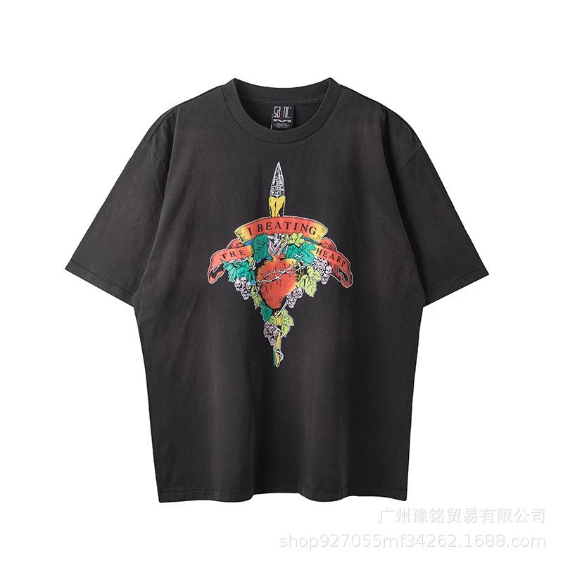 Design Saint Graphic Print Oversized T-Shirt Charcoal - 40