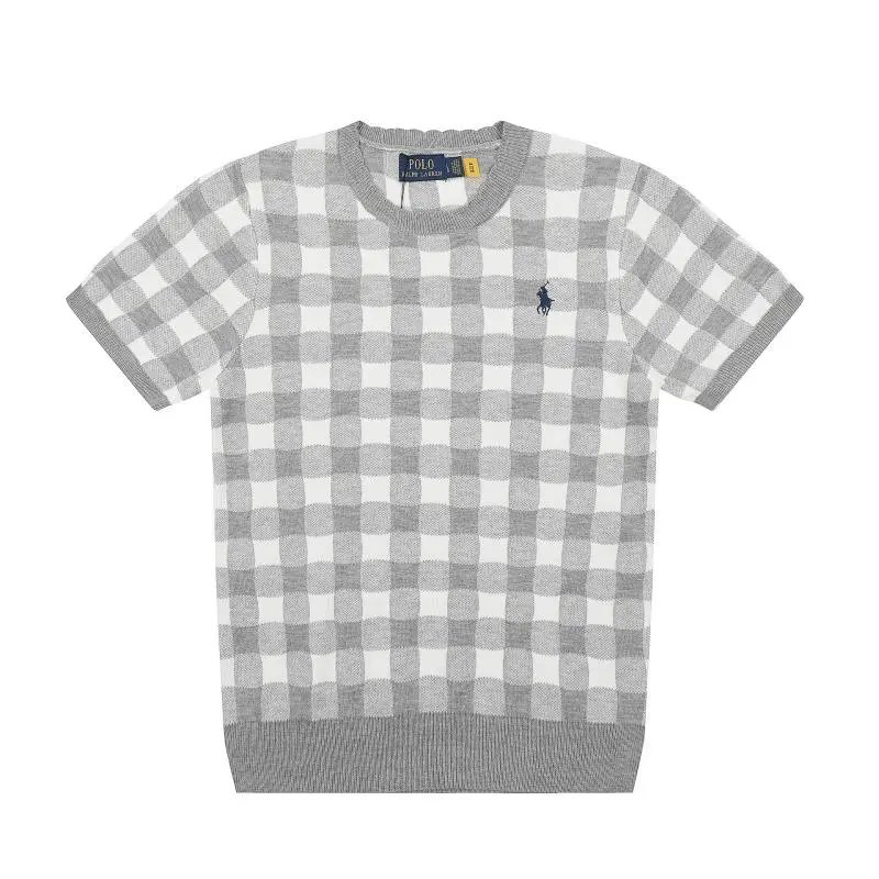 Polo Ralph Lauren Gingham Knit Short-Sleeve Sweater Light Blue - 18