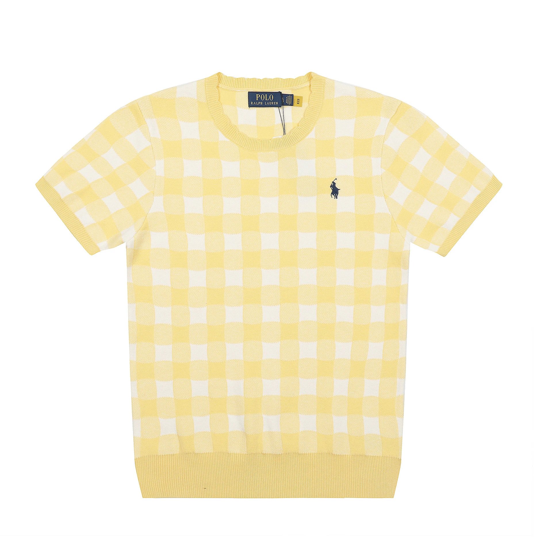 Polo Ralph Lauren Gingham Knit Short-Sleeve Sweater Light Blue - 19