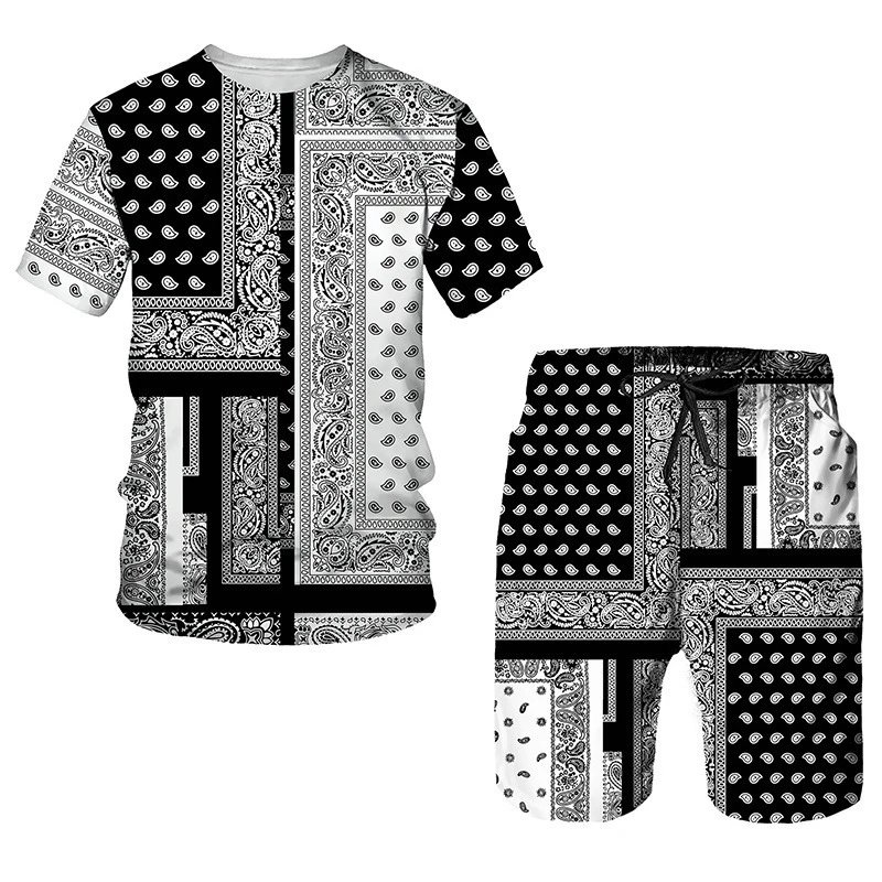 Design Bandana Print Purple Set T-Shirt and Shorts - 8