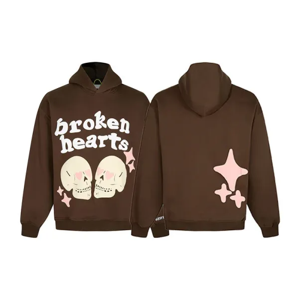 Broken Planet Broken Hearts Brown Hoodie - 1