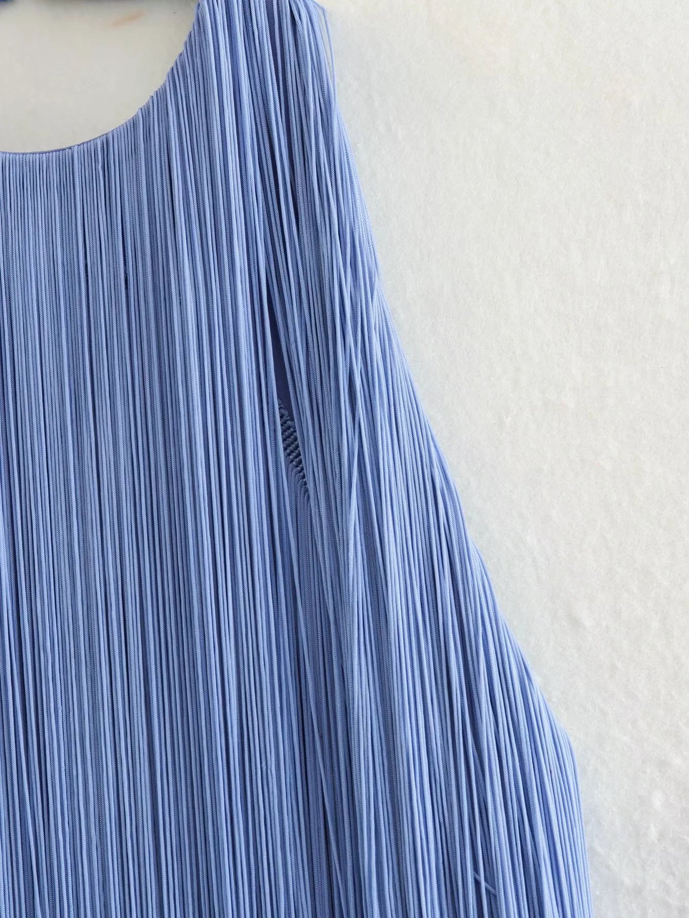 Design Fringed Halter Neck Maxi Dress White - 19