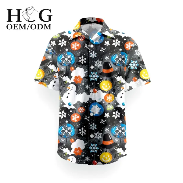 Design H&G Holiday Print Short-Sleeve Button-Up Shirt - 1