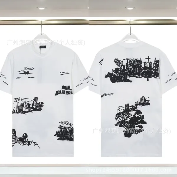 Amiri Cityscape Print White T-Shirt - 1