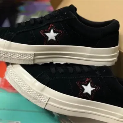 Converse One Star Black Suede White Sole Sneakers Skateboard Shoes - 1
