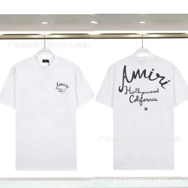 Amiri Hollywood California Script Print White T-Shirt - 1