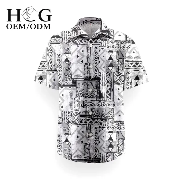 Design H&G Patchwork Print Short-Sleeve Button-Up Shirt - 1