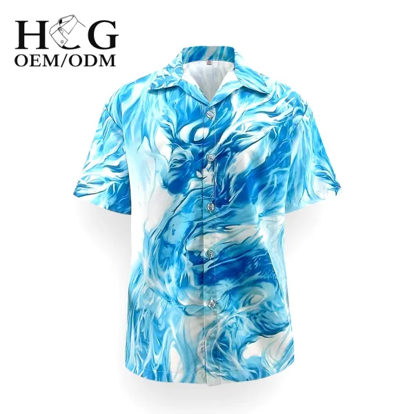 Design H&G Ocean Swirl Print Short-Sleeve Button-Up Shirt - 1
