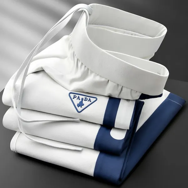 Prada Logo-Embellished White and Navy Track Pants Sweatpants - 1