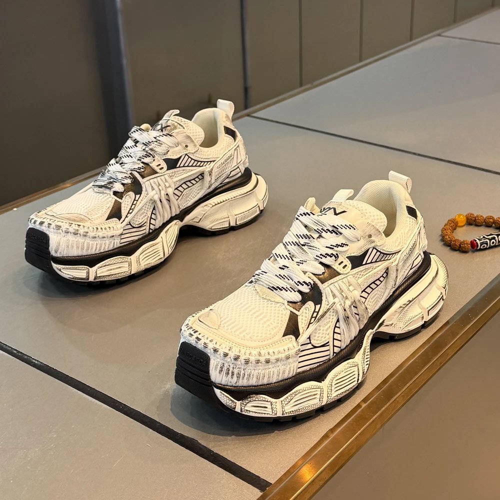 Design Chunky Mesh Sneakers White / Black - 4