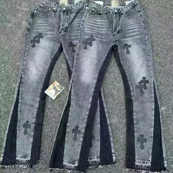 Chrome Hearts Cross-Embellished Flared Jeans Gray - 3