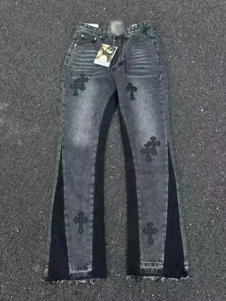 Chrome Hearts Cross-Embellished Flared Jeans Gray - 6