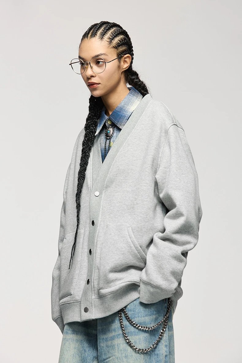 Design LOG V-Neck Cardigan Black Outerwear Outerwear.cardigan - 20
