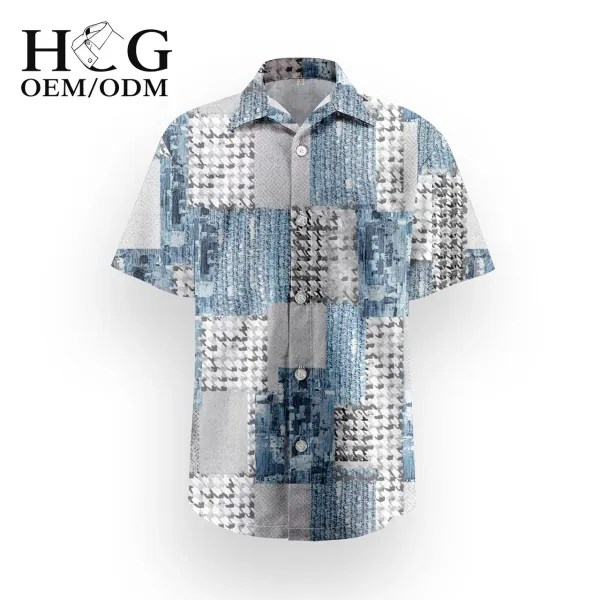 Design H&G Patchwork Print Short-Sleeve Button-Up Shirt - 1