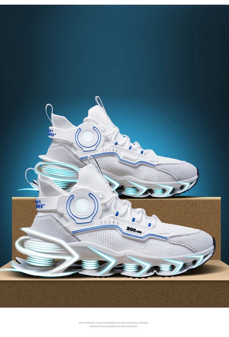 Design Flame Print Chunky Sneakers White Blue Multicolor - 26